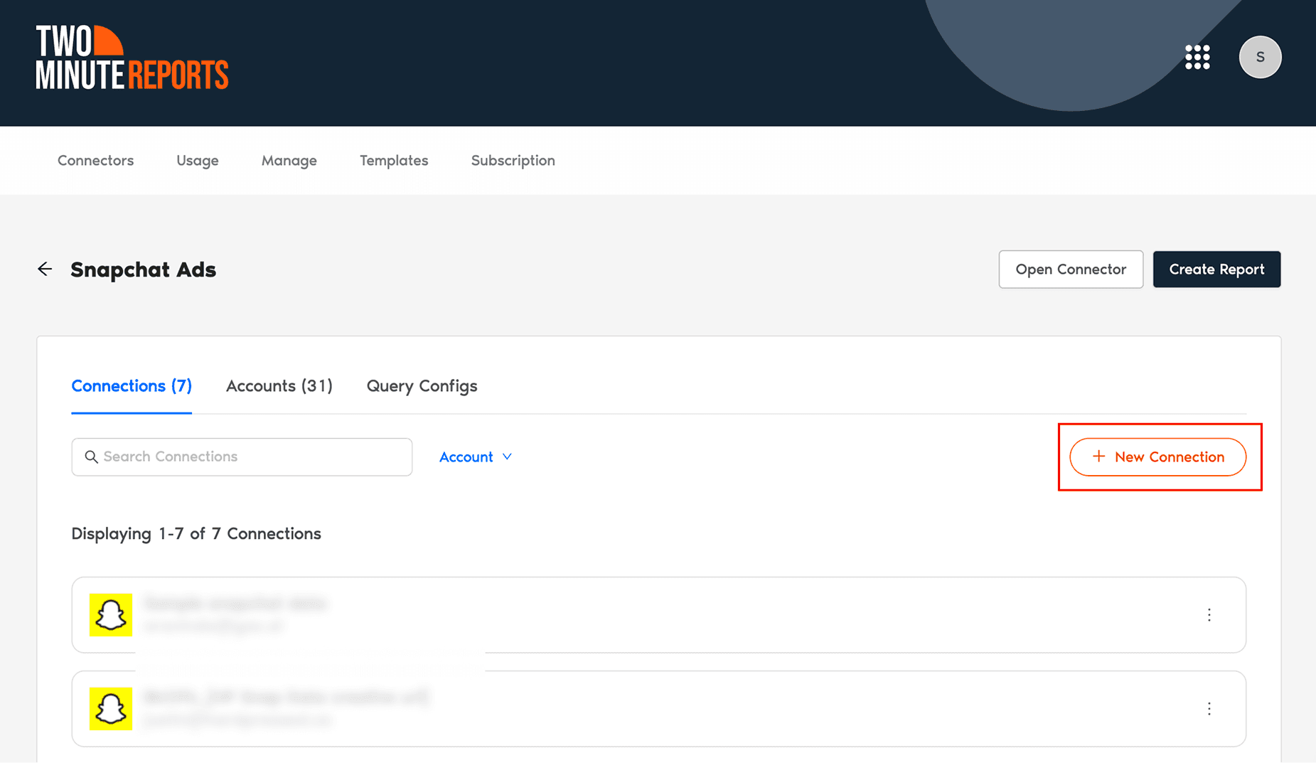 Create a new Snapchat Ads Connection in Looker Studio