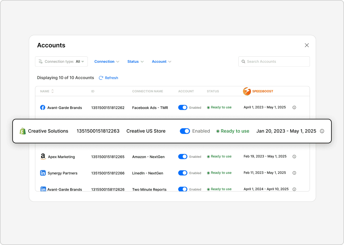 Load client reports in less than 5 seconds with native Speedboost