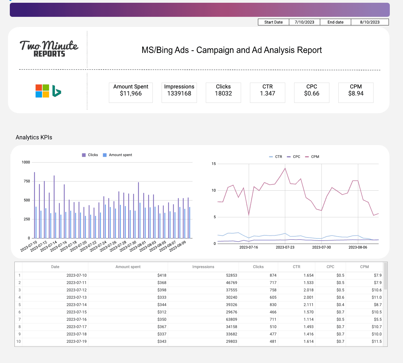 Microsoft/Bing Ads - Campaign and Ad Analysis Report