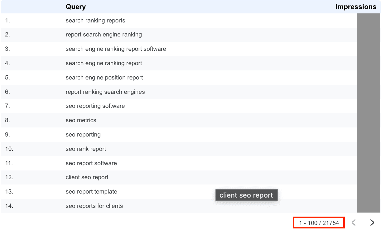 Search console query