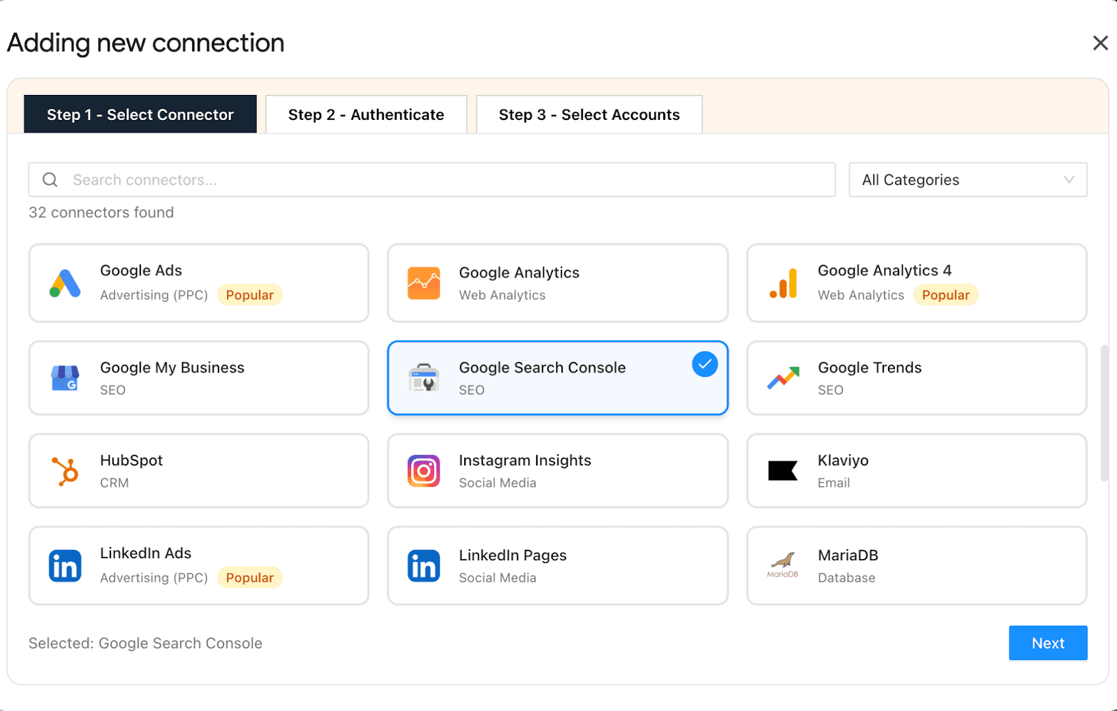 Google search console integration