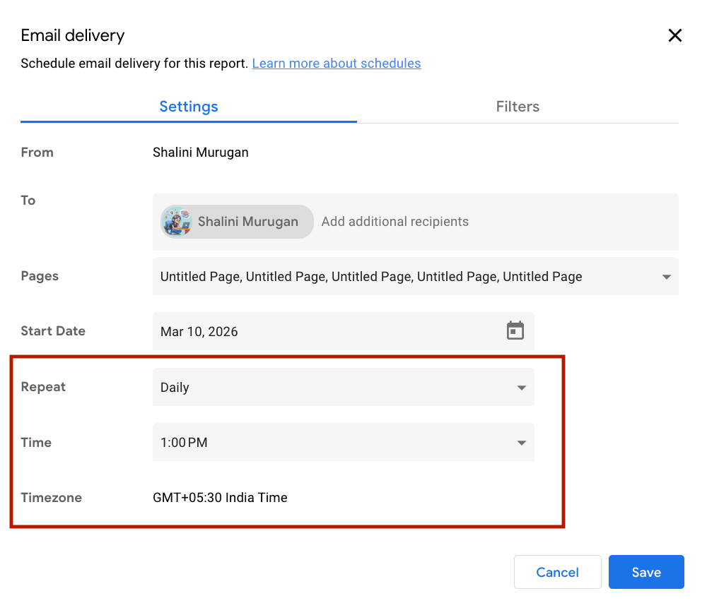 Schedule keyword ranking report in Looker Studio