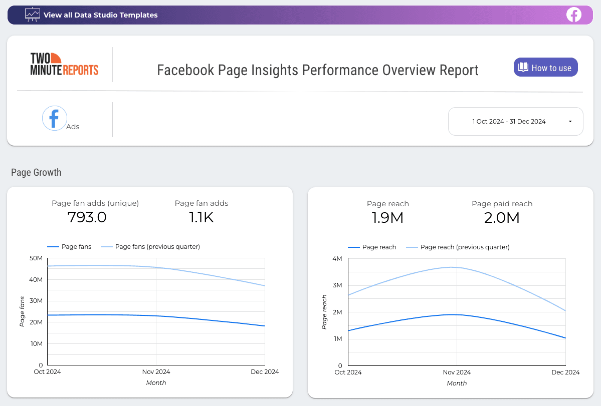 Facebook Page Insights Performance Overview Report