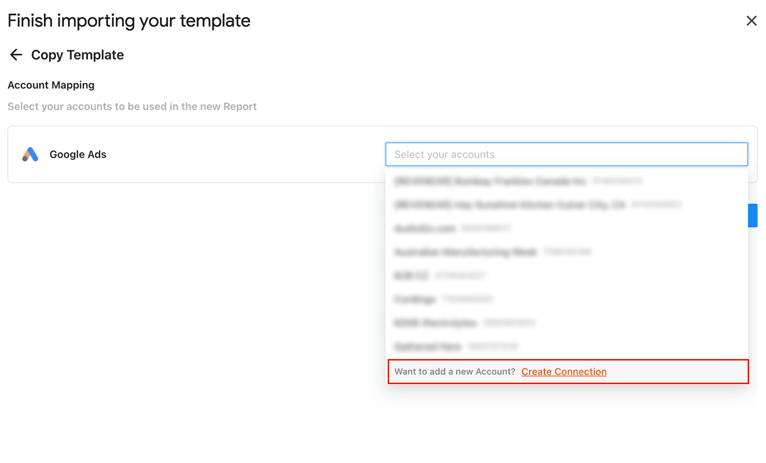 Import your Google ad accounts to Google Sheets
