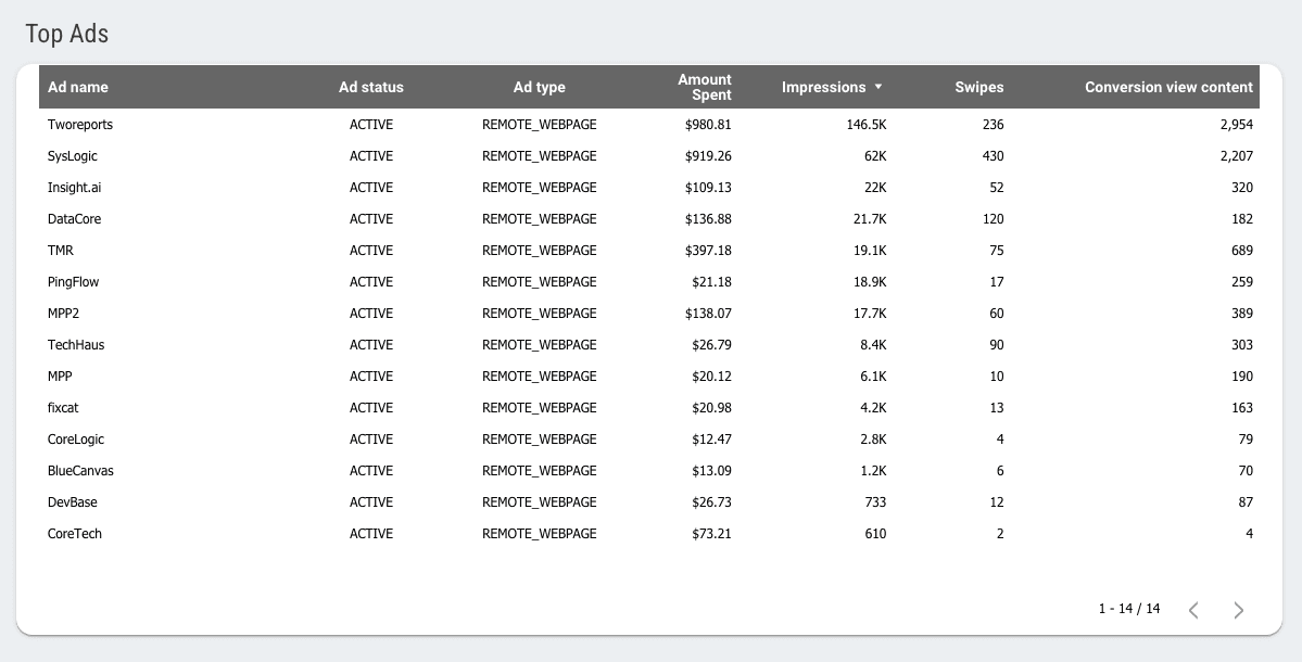 Snapchat Ads - 32 Days Performance Overview Report