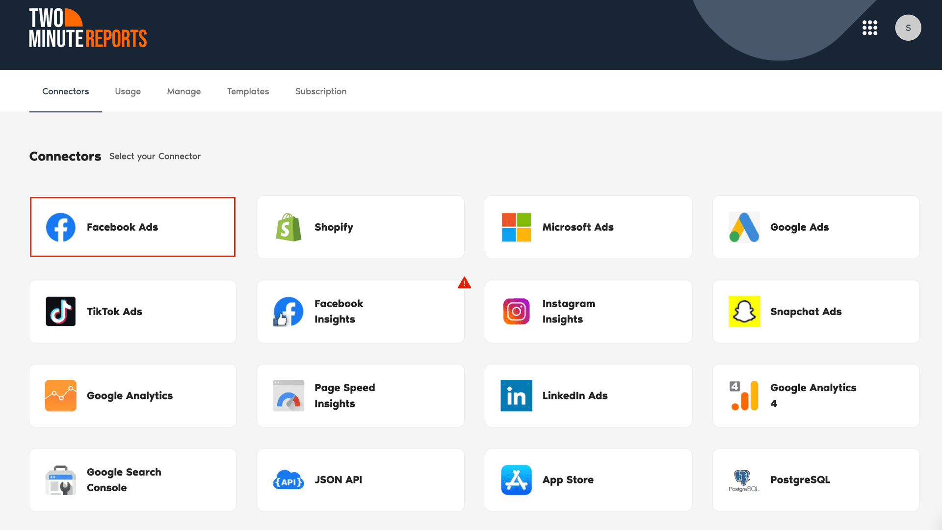 Connect Facebook Ads to Looker Studio using Two Minute Reports