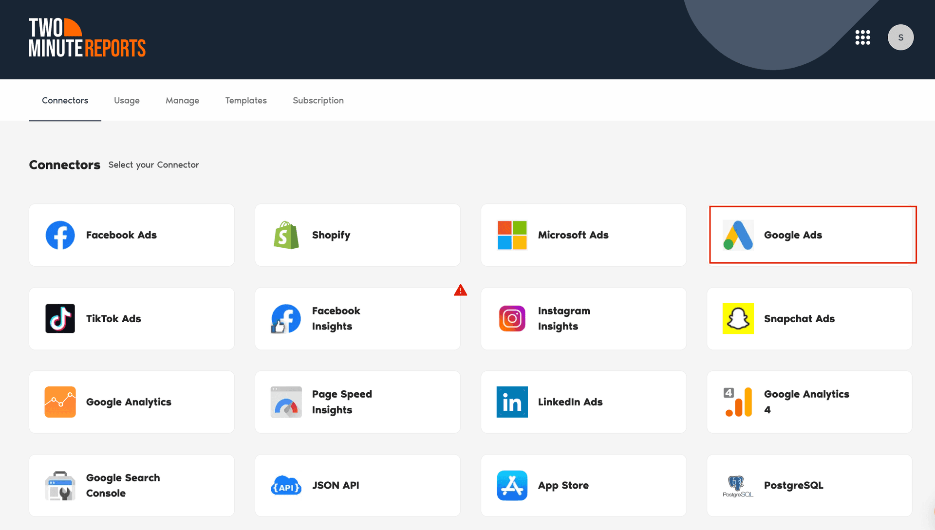 Select Google Ads connector